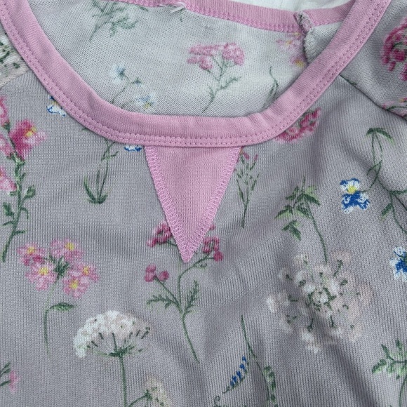 Flora Nikrooz Floral Pajama Set W’s Med fits M/L excellent condition grey pink - Picture 10 of 15